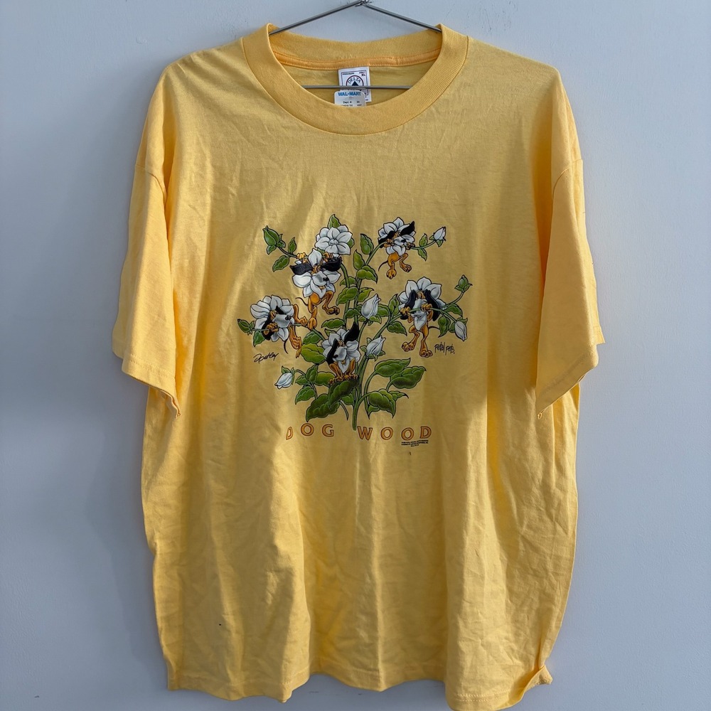 Vintage 1999 Petal Pets Dog Wood Yellow Graphic T-Shirt Delta XL